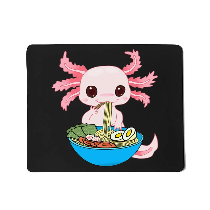 Kawaii Axolotl Eating Ra Noodles Anime Mousepad