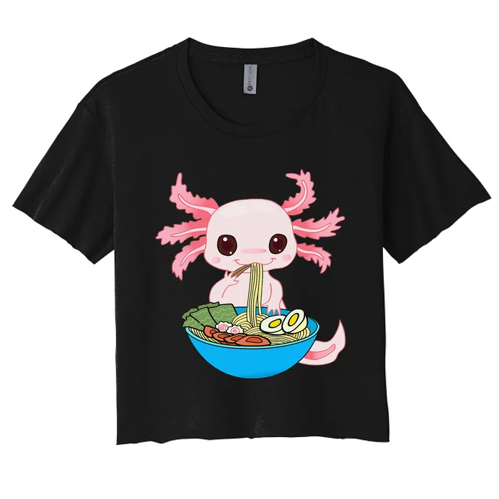 Kawaii Axolotl Eating Ra Noodles Anime Women's Crop Top Tee