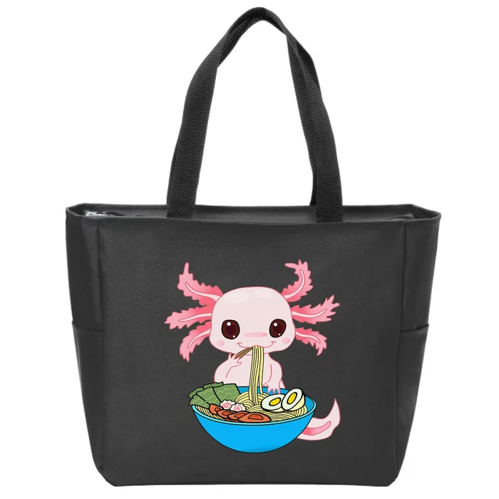 Kawaii Axolotl Eating Ra Noodles Anime Zip Tote Bag