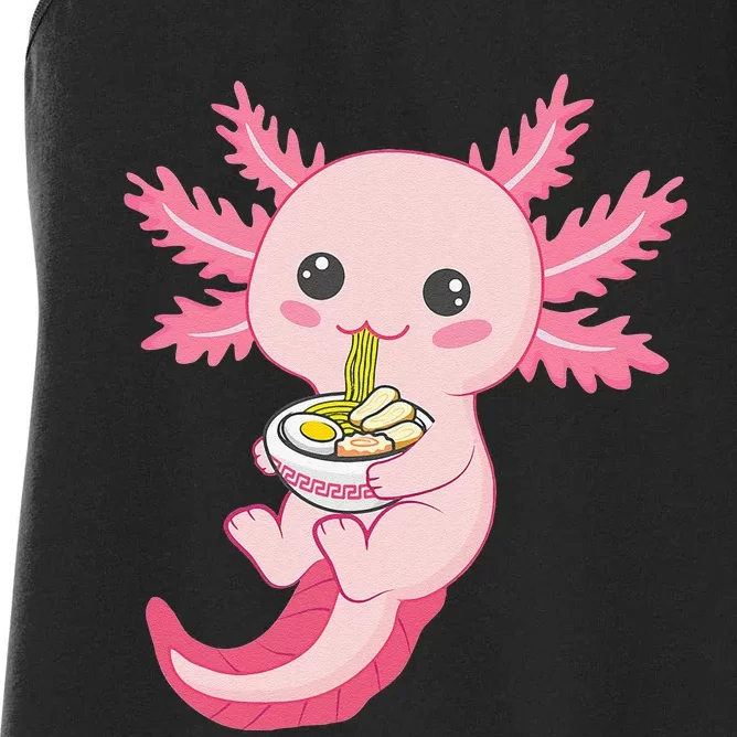 Kawaii Axolotl Eating Ra Noodles Manga Lover Anime Women's Racerback Tank