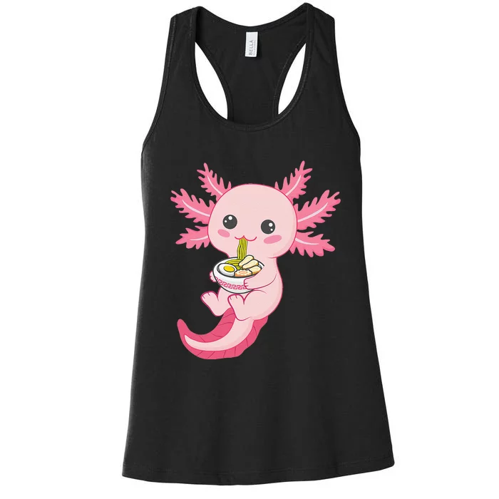 Kawaii Axolotl Eating Ra Noodles Manga Lover Anime Women's Racerback Tank