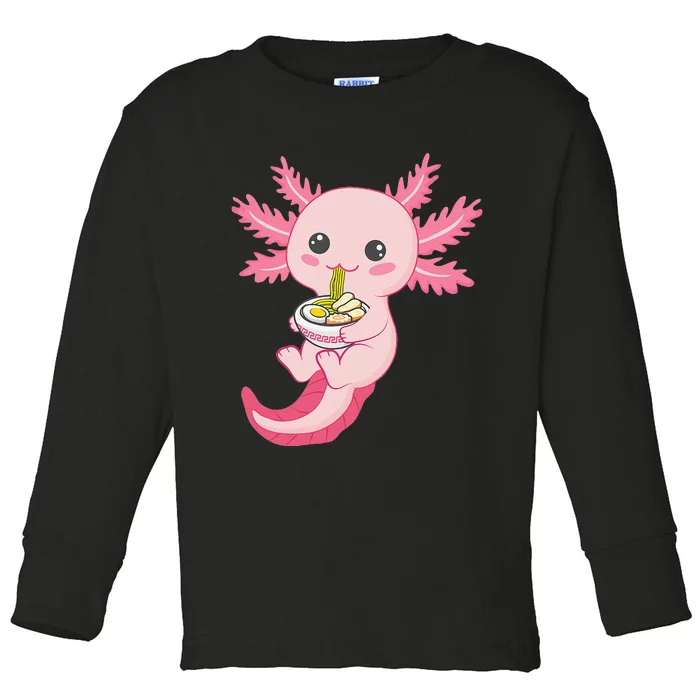 Kawaii Axolotl Eating Ra Noodles Manga Lover Anime Toddler Long Sleeve Shirt