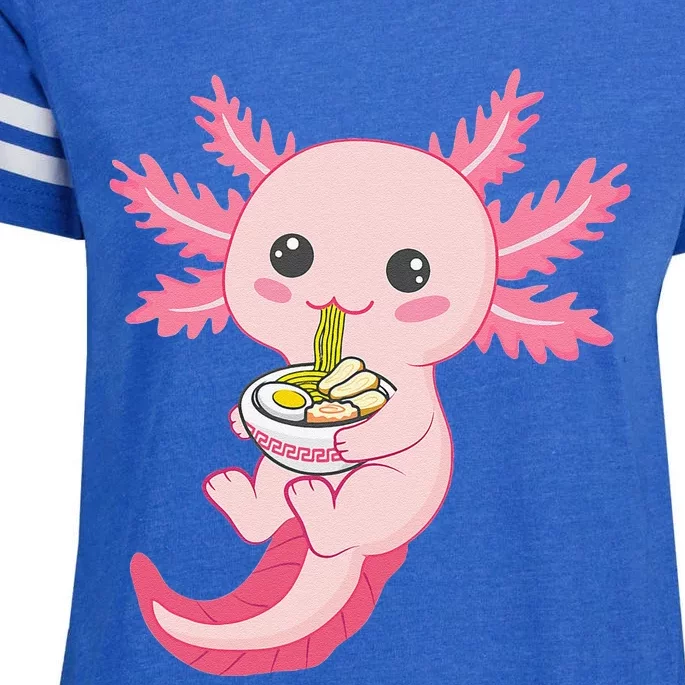 Kawaii Axolotl Eating Ra Noodles Manga Lover Anime Enza Ladies Jersey Football T-Shirt