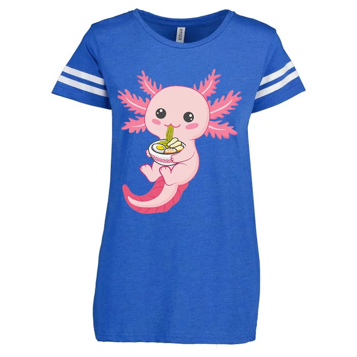 Kawaii Axolotl Eating Ra Noodles Manga Lover Anime Enza Ladies Jersey Football T-Shirt