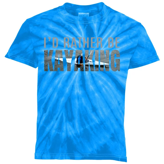 Kayak Accessories Equipt Cool Gift ID Rather Be Kayaking Kids Tie-Dye T-Shirt