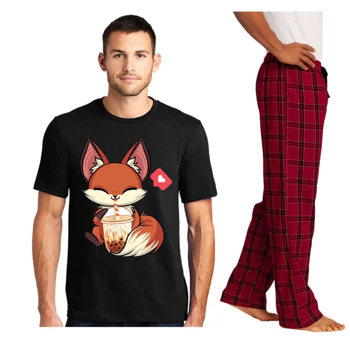 Kawaii Anime Fox Drinking Boba Bubble Tea Japanese Gift Pajama Set