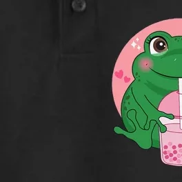 Kawaii Anime Frog Drinking Boba Tea Bubble Tea Cute Japanese Dry Zone Grid Performance Polo