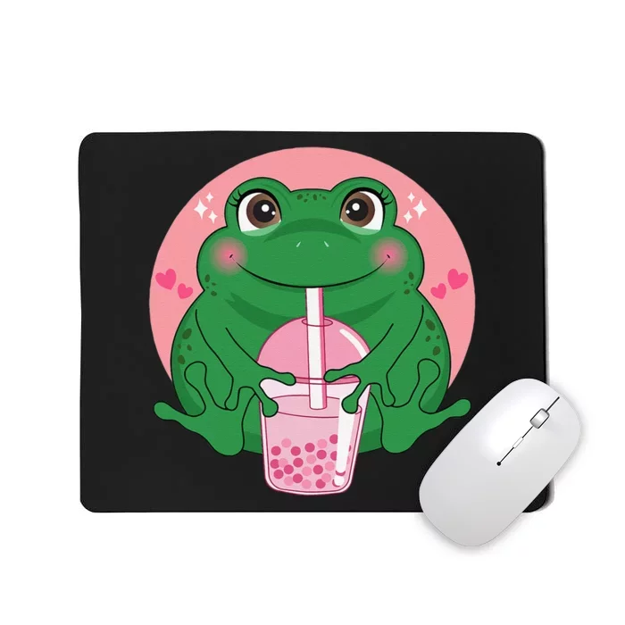 Kawaii Anime Frog Drinking Boba Tea Bubble Tea Cute Japanese Mousepad