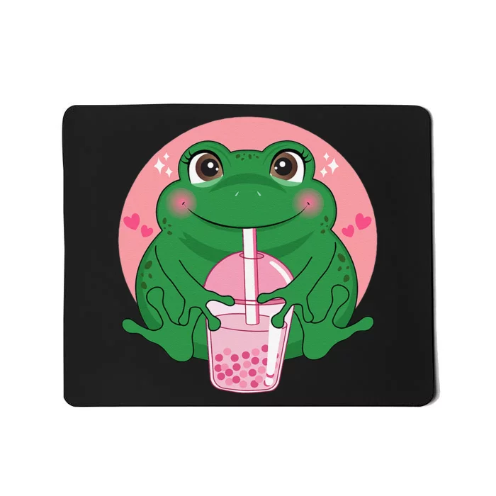 Kawaii Anime Frog Drinking Boba Tea Bubble Tea Cute Japanese Mousepad