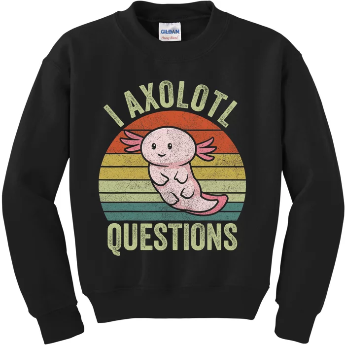 Kawaii Axolotl  Funny I Axolotl Question Kids Sweatshirt