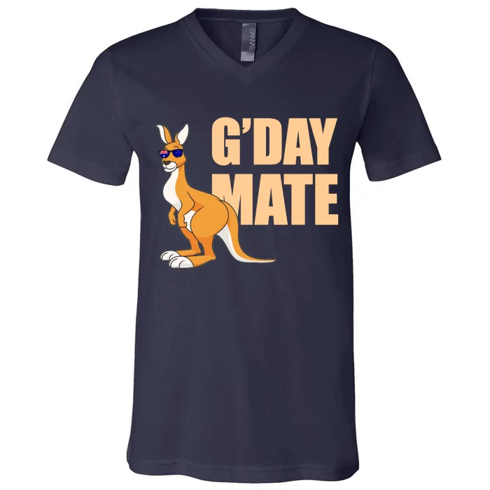 Kangaroo Australia G'Day Mate Australian Symbol V-Neck T-Shirt