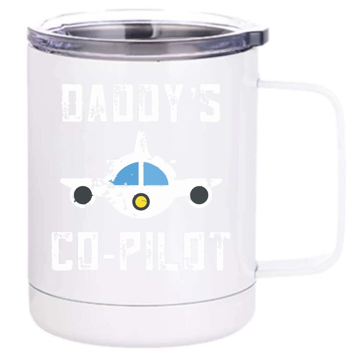 Kids Airplane Gifts For Kids Future Pilot Training Daddys CoPilot Front & Back 12oz Stainless Steel Tumbler Cup