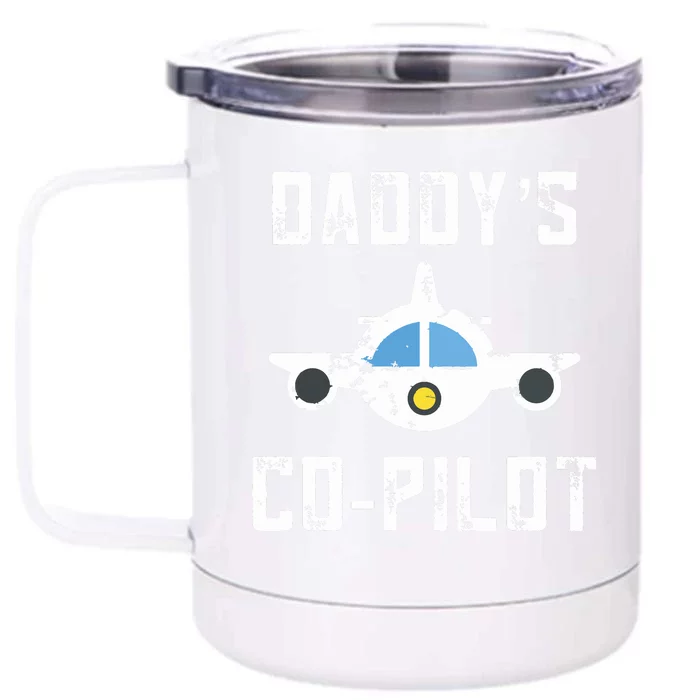 Kids Airplane Gifts For Kids Future Pilot Training Daddys CoPilot Front & Back 12oz Stainless Steel Tumbler Cup