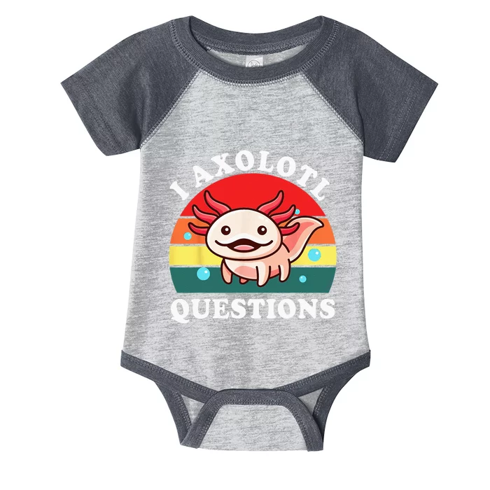 Kids Axolotl I Axolotl Questions Retro Cute Anime Infant Baby Jersey Bodysuit