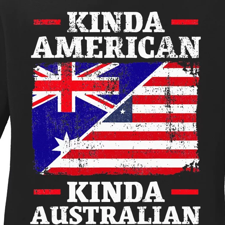 Kinda American Kinda Australian America Australia USA Ladies Long Sleeve Shirt