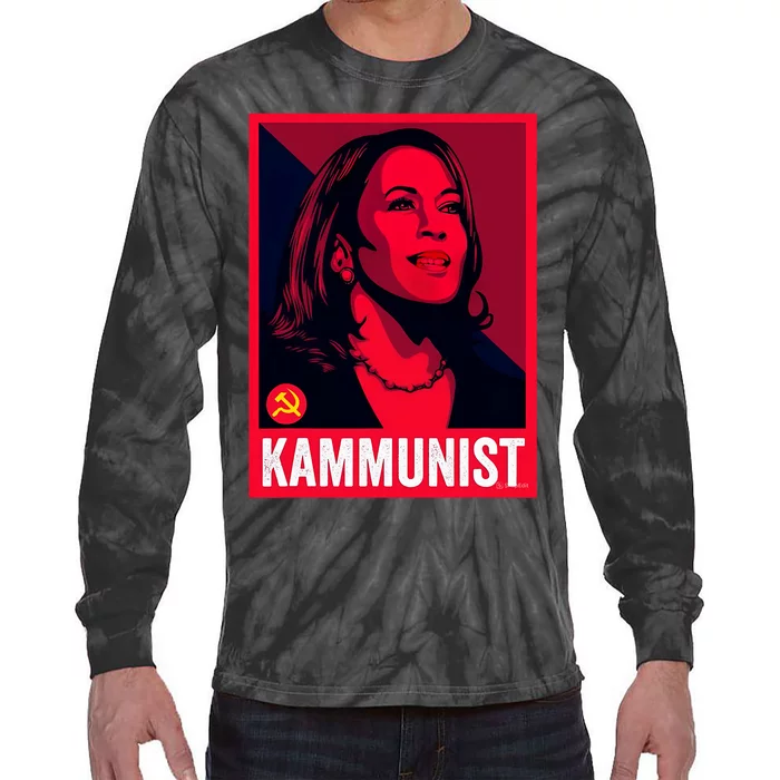 Kamunist Anti Kamala Harris Funny Election 2024 Tie-Dye Long Sleeve Shirt