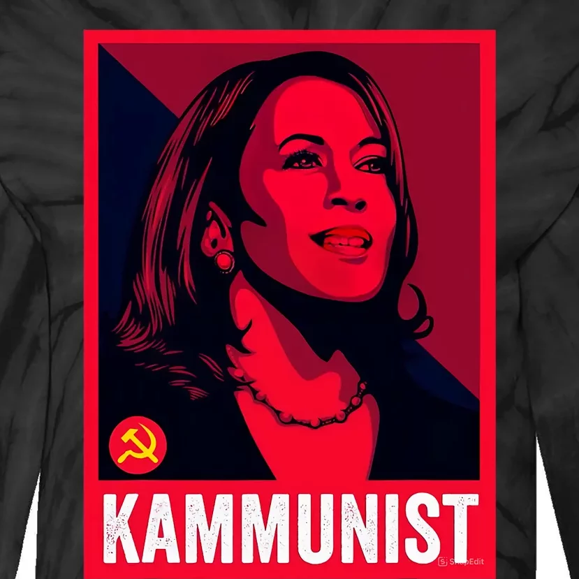 Kamunist Anti Kamala Harris Funny Election 2024 Tie-Dye Long Sleeve Shirt