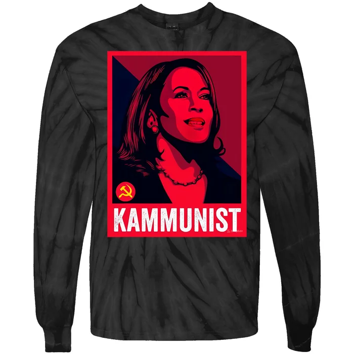 Kamunist Anti Kamala Harris Funny Election 2024 Tie-Dye Long Sleeve Shirt