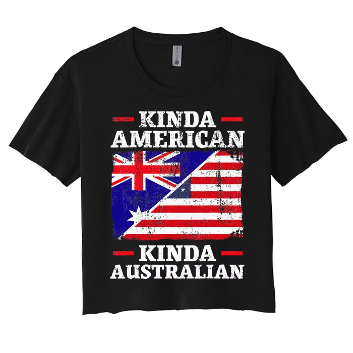 Kinda American Kinda Australian America Australia USA Women's Crop Top Tee