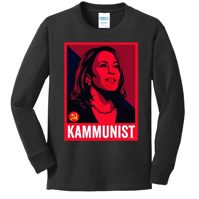 Kamunist Anti Kamala Harris Kids Long Sleeve Shirt