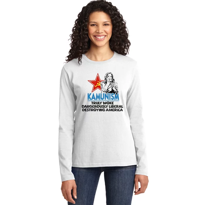 Kammunism Anti Kamala Vote Trump 2024 Funny Political Ladies Long Sleeve Shirt