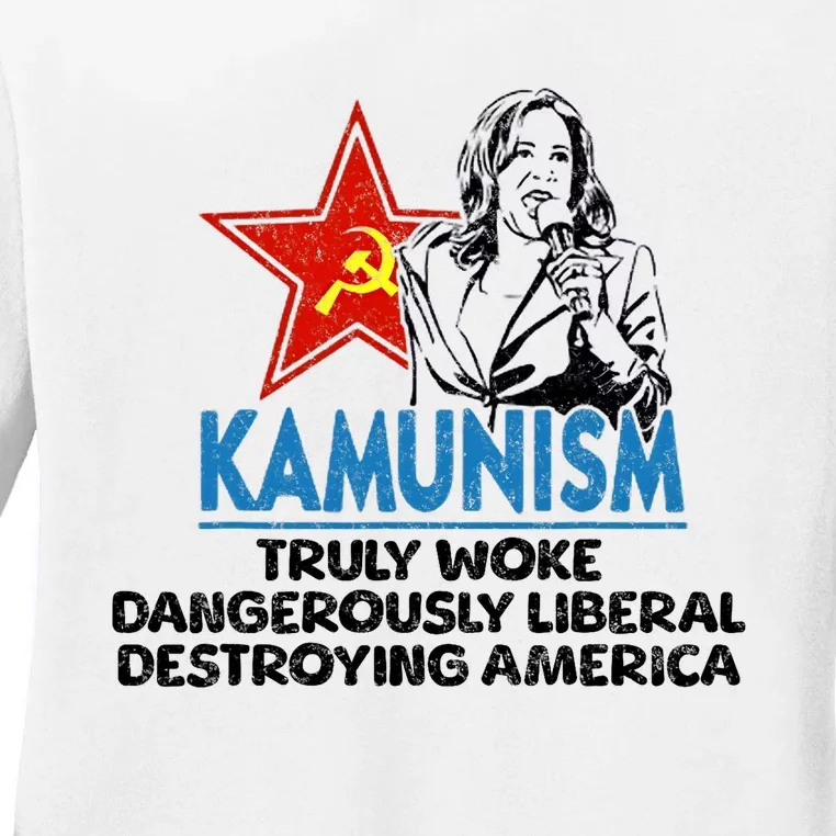 Kammunism Anti Kamala Vote Trump 2024 Funny Political Ladies Long Sleeve Shirt