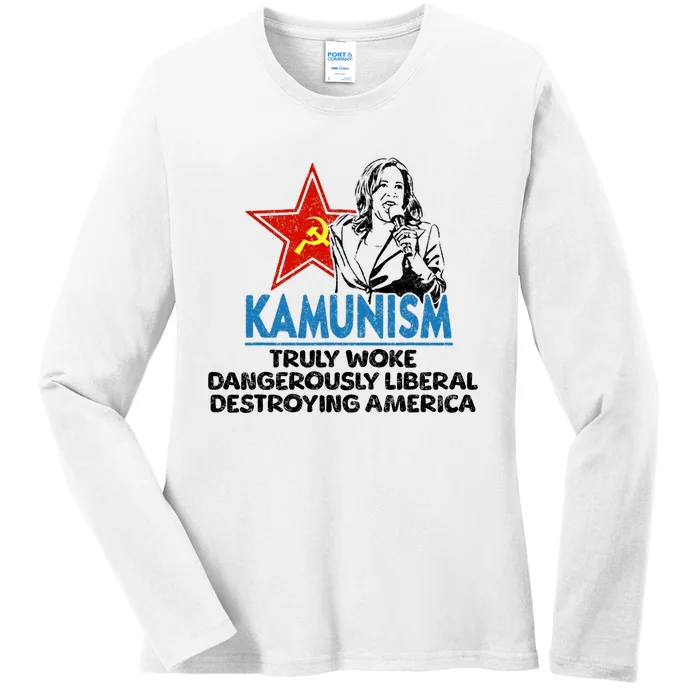 Kammunism Anti Kamala Vote Trump 2024 Funny Political Ladies Long Sleeve Shirt