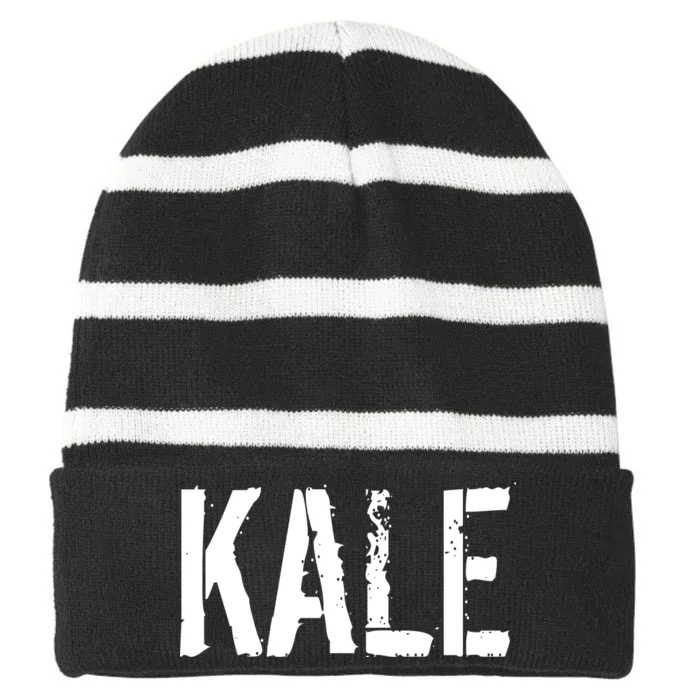 Kale Vegan Vegetarian Funny Parody Striped Beanie with Solid Band