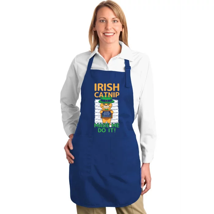 Kawaii Angry Mad Cat Irish Meow Happy Saint Patrick Day Cute Gift Full-Length Apron With Pocket