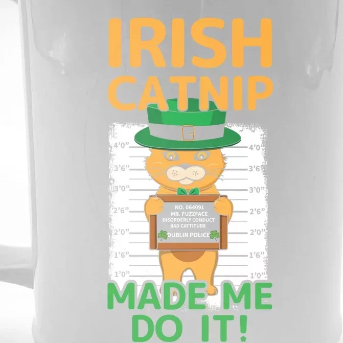 Kawaii Angry Mad Cat Irish Meow Happy Saint Patrick Day Cute Gift Front & Back Beer Stein