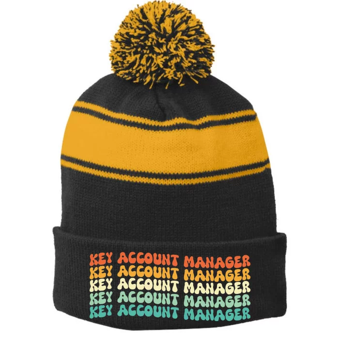 Key Account Manager Job Title Stripe Pom Pom Beanie