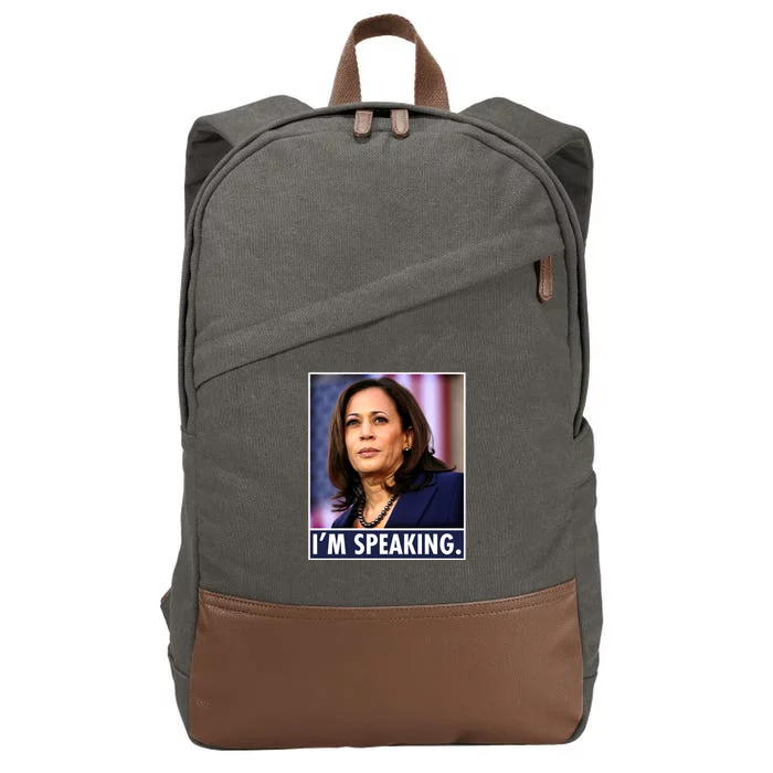 Kamala Harris I'm Speaking Vice President Debate Quote Cotton Canvas Backpack