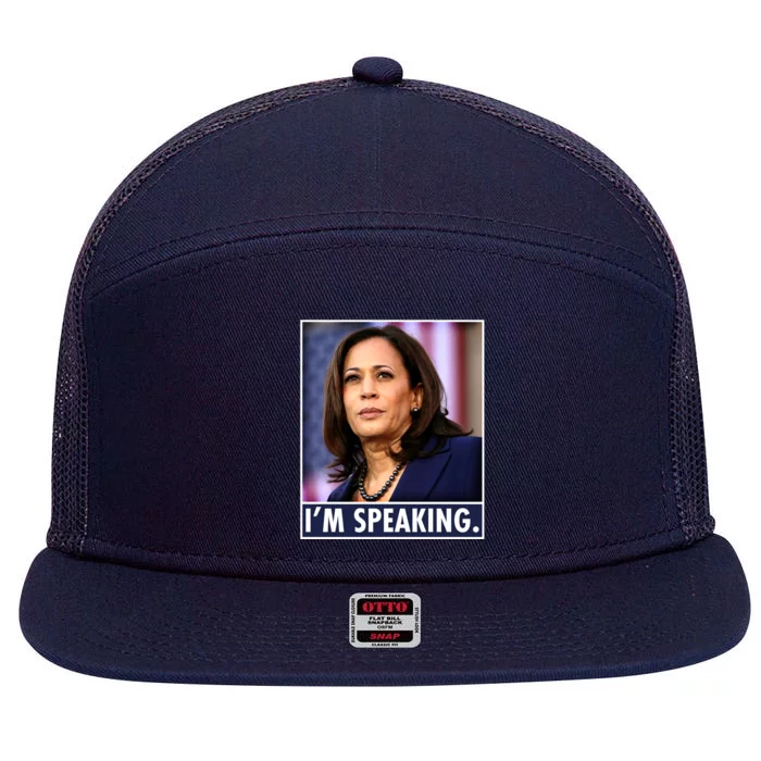 Kamala Harris I'm Speaking Vice President Debate Quote 7 Panel Mesh Trucker Snapback Hat