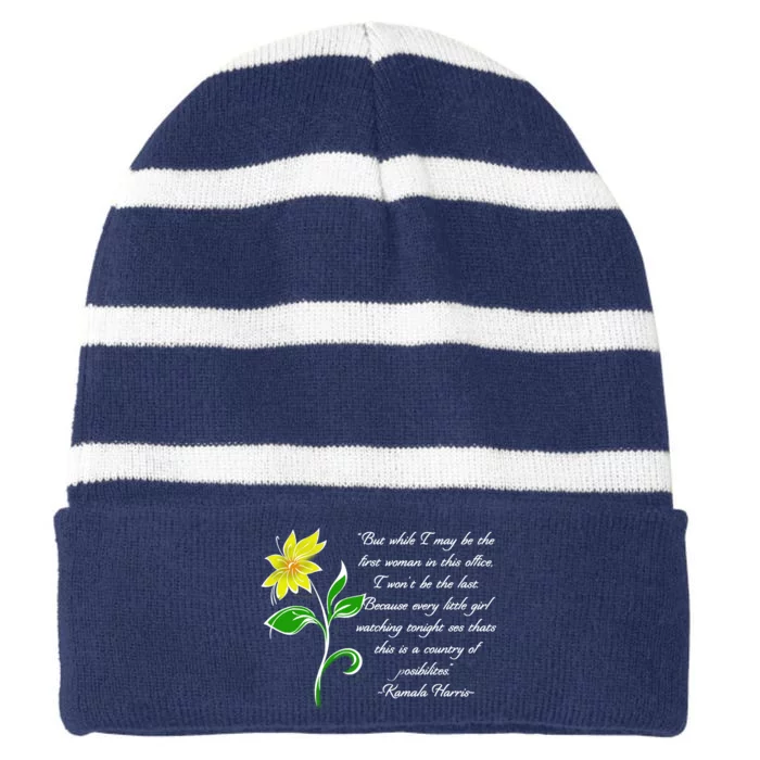 Kamala Harris Inspiring Quote Striped Beanie with Solid Band