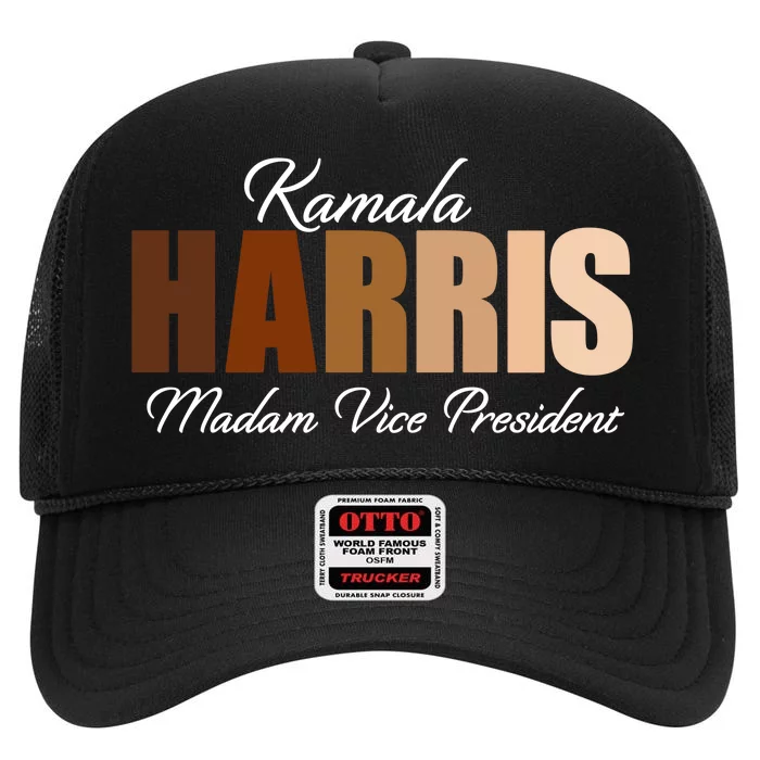 Kamala Harris Madam Vice President High Crown Mesh Trucker Hat