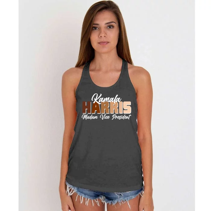 Kamala Harris Madam Vice President Diversity Women's Knotted Racerback Tank