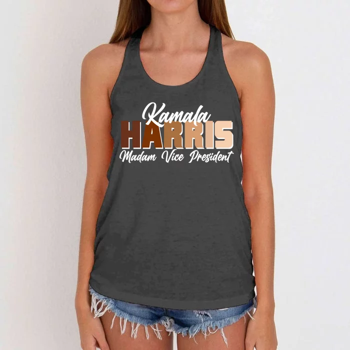 Kamala Harris Madam Vice President Diversity Women's Knotted Racerback Tank