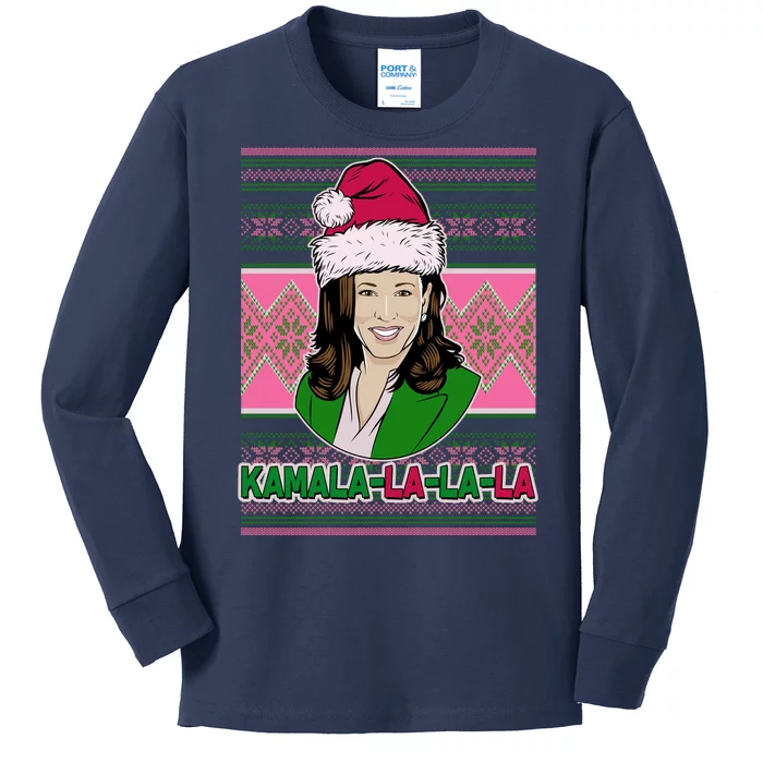 Kamala La La La  AKA Ugly Christmas Sweater Kids Long Sleeve Shirt