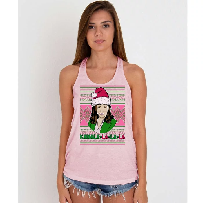 Kamala La La La  AKA Ugly Christmas Sweater Women's Knotted Racerback Tank