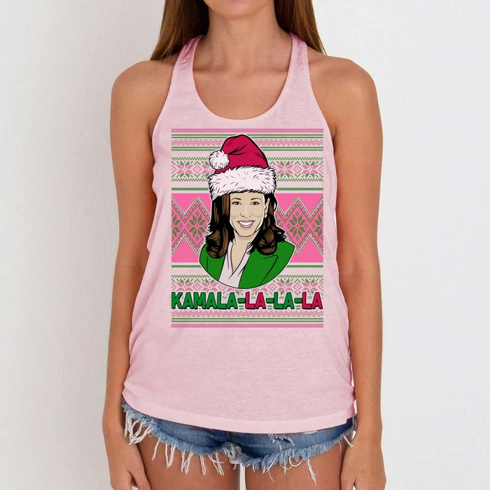 Kamala La La La  AKA Ugly Christmas Sweater Women's Knotted Racerback Tank