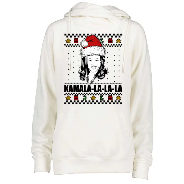 Kamala La La La Ugly Christmas Sweater Womens Funnel Neck Pullover Hood