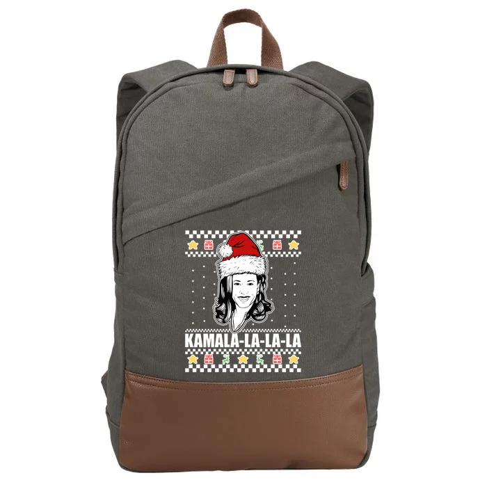 Kamala La La La Ugly Christmas Sweater Cotton Canvas Backpack