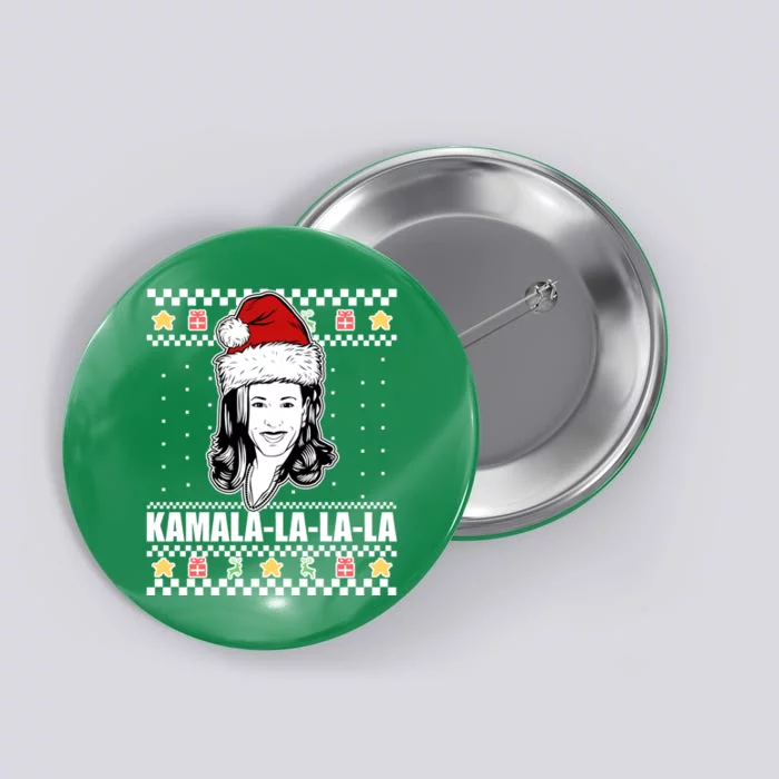 Kamala La La La Ugly Christmas Sweater Button