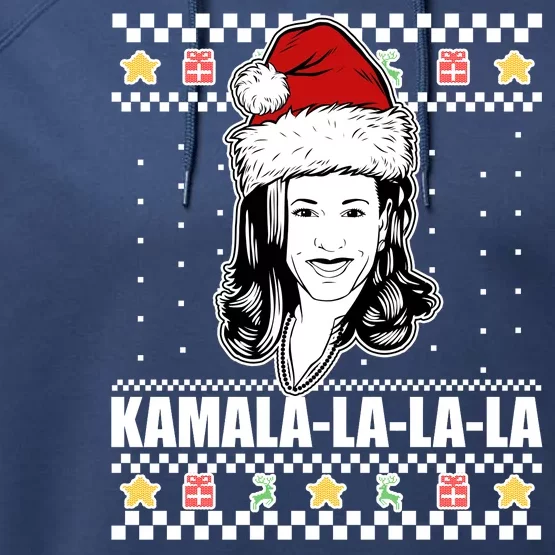 Kamala La La La Ugly Christmas Sweater Performance Fleece Hoodie