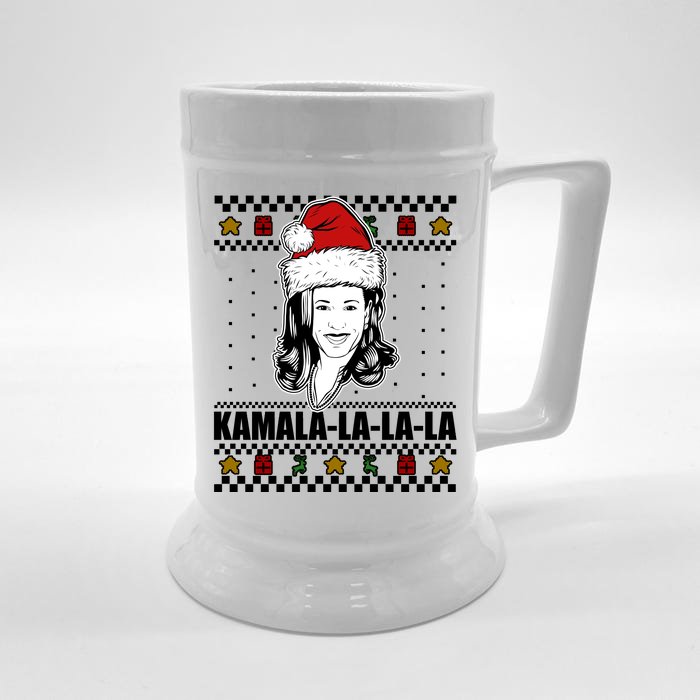 Kamala La La La Ugly Christmas Sweater Front & Back Beer Stein