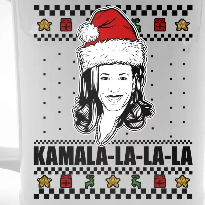 Kamala La La La Ugly Christmas Sweater Front & Back Beer Stein