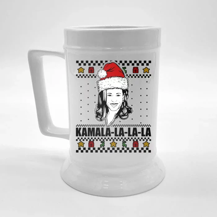 Kamala La La La Ugly Christmas Sweater Front & Back Beer Stein