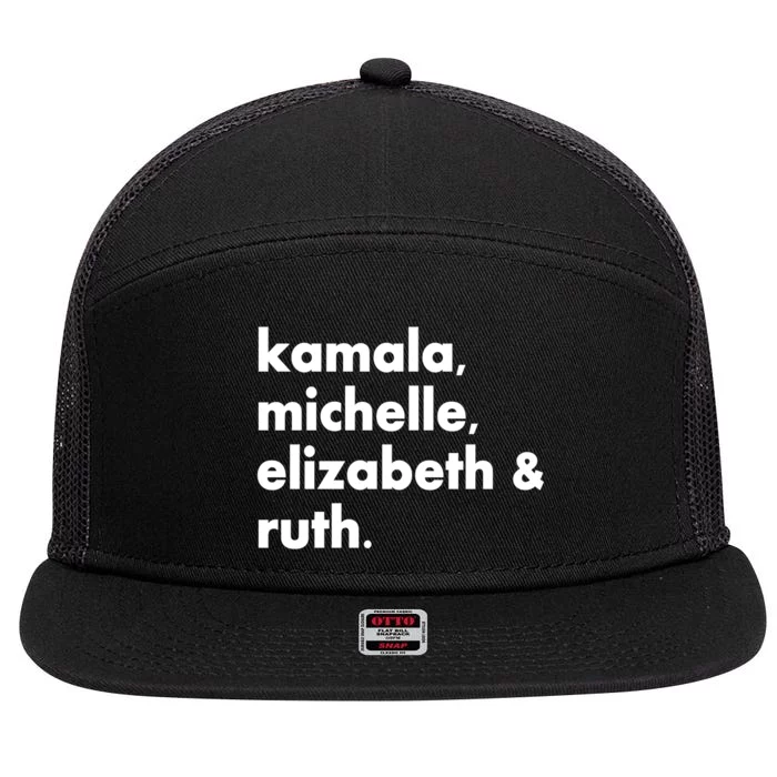 Kamala Michelle RBG Elizabeth Ruth 7 Panel Mesh Trucker Snapback Hat