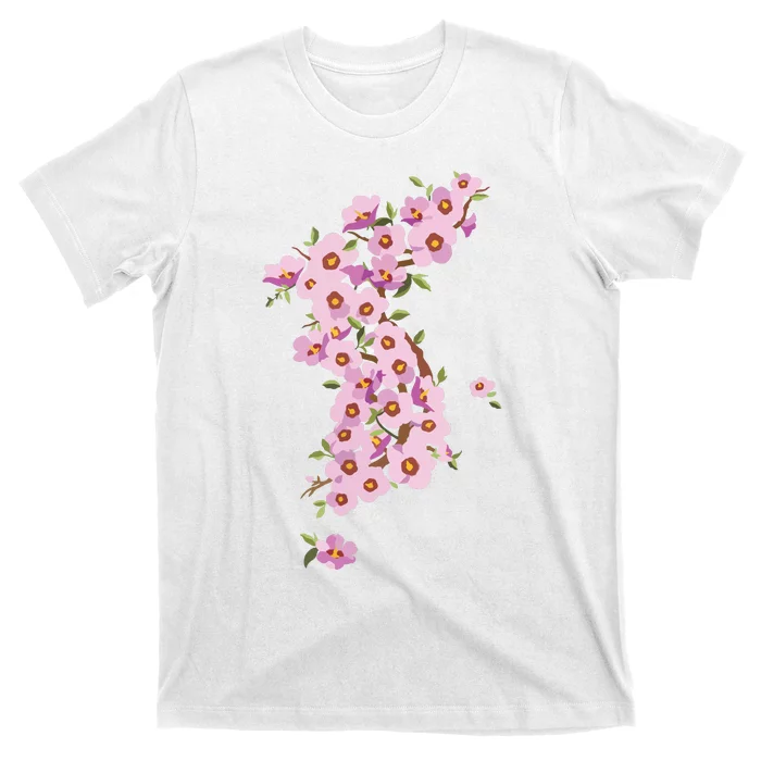 Korean American National Flower Rose Of Sharon Mugunghwa Map T-Shirt