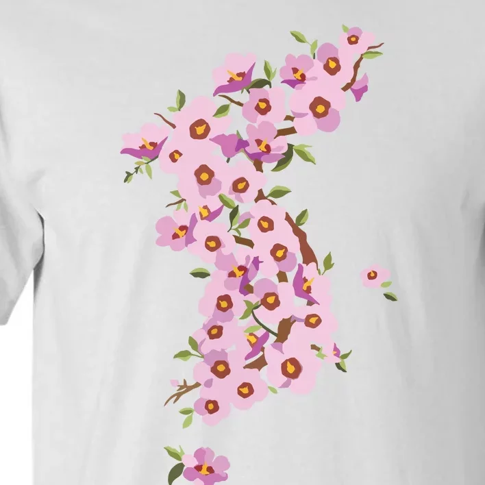 Korean American National Flower Rose Of Sharon Mugunghwa Map Tall T-Shirt